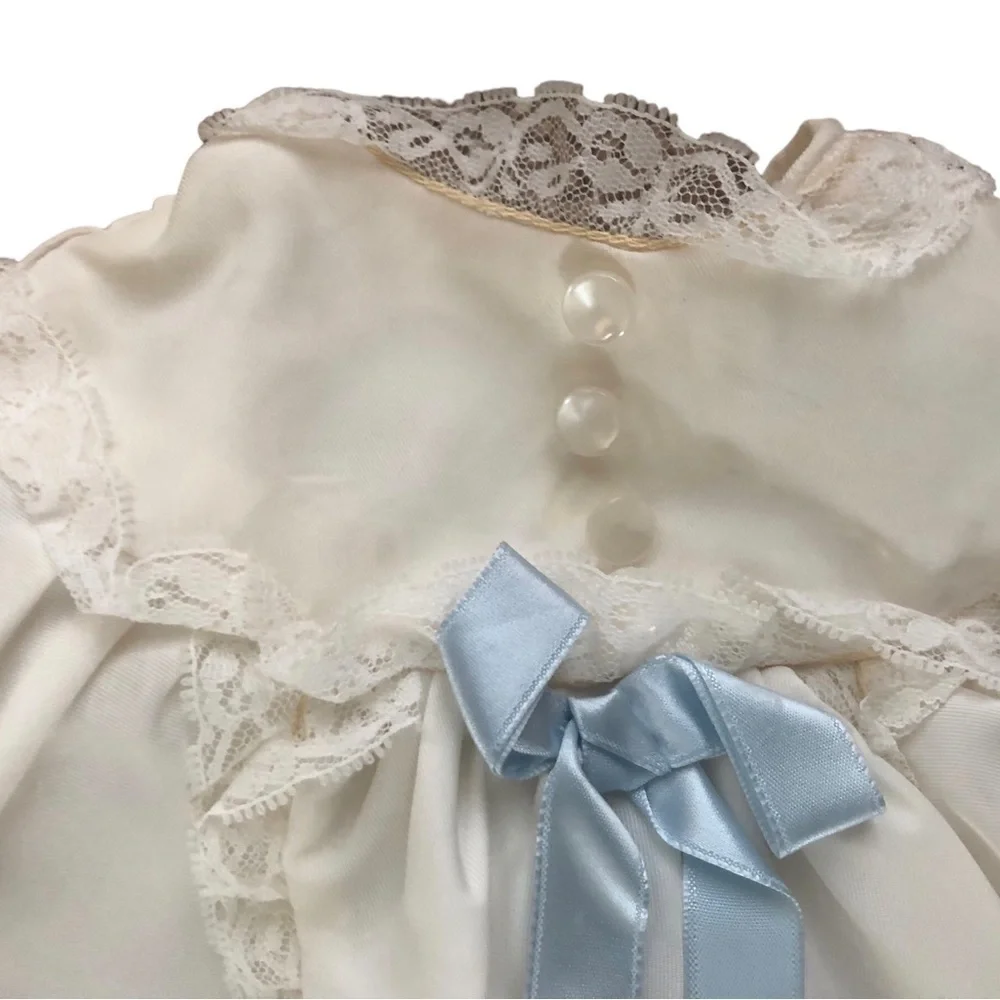 VTG Infant Christening Baptism 4 PC Dress Cape Cardigan Bonnet Ivory W/Lace OS